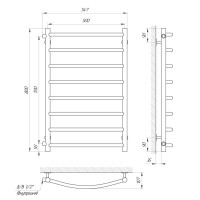 71207284 Полотенцесушитель водяной Laris Классик П8 500 х 800 б/п 1/2&quot; мц 700 Laris фото 1