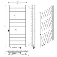 73207416 Полотенцесушитель электрический Laris Атлант Премиум П12 500 х 1200 Э (подкл. слева) Laris фото 5