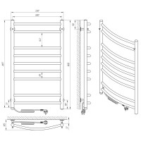 73207054 Полотенцесушитель электрический Laris Классик П9 500 х 900 Э (подкл. слева) Laris фото 5
