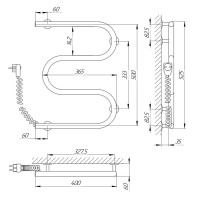 73207104 Полотенцесушитель электрический Laris Змеевик 25 РС3 400 х 500 Э (подкл. слева) Laris фото 3